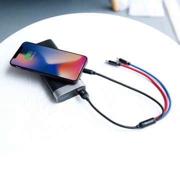 ТЕЛЕФОННЫЙ КАБЕЛЬ BASEUS 3 В 1 USB TYPE C LIGHTNING MICRO USB QC 3,5 А 0,3 М