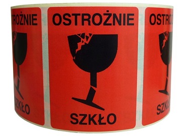 Nalepki Etykiety OSTROŻNIE UWAGA SZKŁO 100szt. /FV