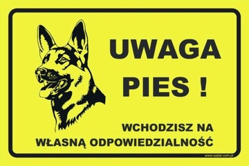 TABLICZKA Uwaga Pies ZNAK