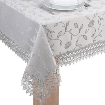 obrus plamoodporny z GIPIURĄ 240x140 szary tk.127