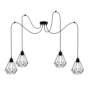 Lampa wisząca pająk abażur diament Loft 4pł.