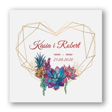 Zaproszenia ślubne Geometryczne Serca Wianki 10szt
