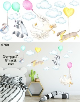 наклейки детские на стену, шарики с воздушным шариком 160