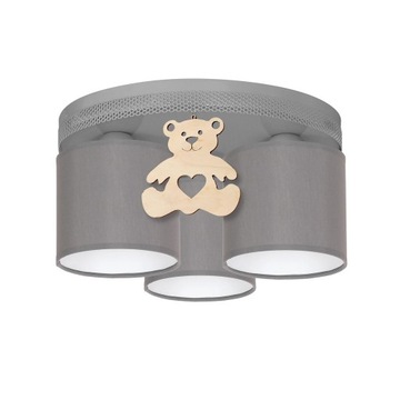 Dziecięca lampa sufitowa MIŚ 3xE27 szara