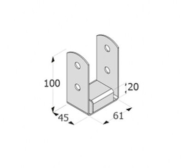 ПОДСОЕДИНЕНИЕ НА ВИНТОВУЮ СТОЙКУ PSOL 61x45 мм.