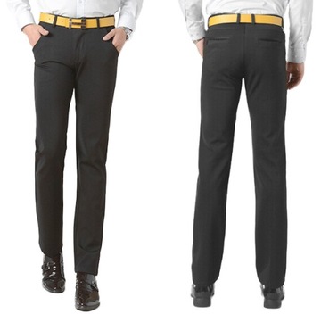 Czarne Eleganckie Wizytowe Spodnie Męskie Chinosy Bawełniane KRIS 98 cm/34