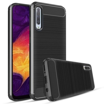 ETUI PREMIUM CARBON CASE do SAMSUNG GALAXY A50 A50s A30s+Szkło Hartowane 9H