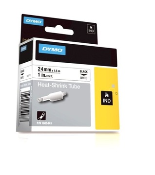 Dymo Rhino 1805443, 24mm x 1,5m, czarny druk / biały podkład, taśma orygina