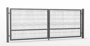 Brama skrzydłowa panelowa 4m x 1,53m Ocynk KOMPLET
