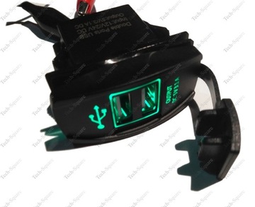 Монтажная розетка USB x2 3100 мА 12–24 В ЗЕЛЕНАЯ