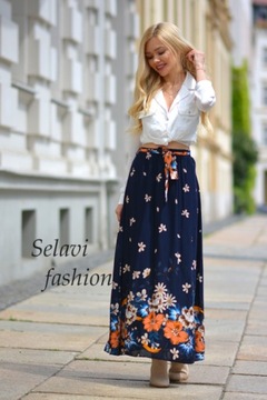 Длинная воздушная хлопковая юбка с цветочным принтом