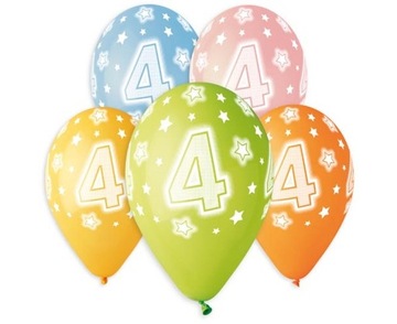 Balony Premium Hel z nadrukiem 4, 13 cali 5 szt.