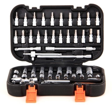 НАБОР ТОРЦЕВЫХ КЛЮЧЕЙ С ТРЕЩОТКОЙ 1/4 56 ЭЛЕМЕНТОВ.