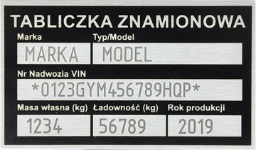 ТАБЛИЧКА ІДЕНТИФІКАЦІЙНА ЗАМІННИК ПРИЦЕП /ФУНКЦІОНАЛЬНІСТЬ GRAWEROWANIA НА GOTOWO/ 