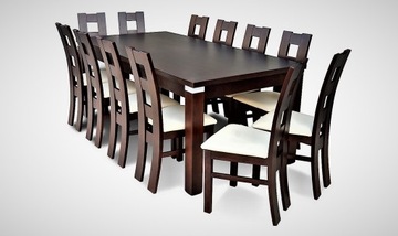 DUŻY DĘBOWY ZESTAW STÓŁ 100x200/300cm + 12 krzeseł