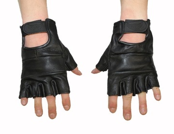 RĘKAWICE SKÓRZANE BEZPALCOWE BIKERMARKET_PL r. S