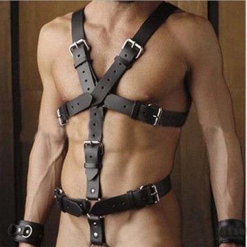BDSM17 Męska uprząż z ringiem na penisa - HARNESS