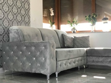 Narożnik rozkładany Glamour Pikowany,Chesterfield