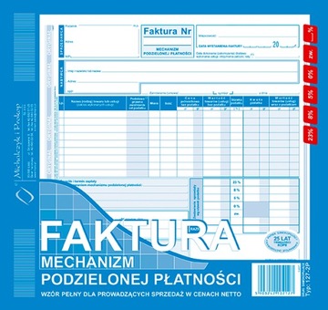 Faktura netto mechanizm podzielonej płatności O+1K 80 kartek 2/3A4 127-2P