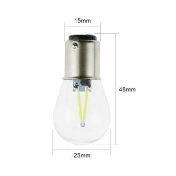 LED 2 COB FILAMENT P21/5W BAY15D 12V 24V BIAŁA