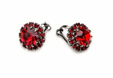 Czerwone Klipsy Z Kryształem Swarovski Eleganckie
