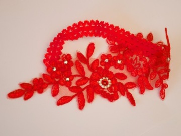 PIĘKNA CZERWONA PODWIĄZKA koronka na studniówkę