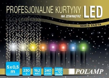 Kurtyna LED Biała Zimna Zewnętrzna 5 m 240 pkt Polski Producent