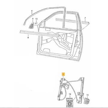 SKODA OCTAVIA I 1 MECHANIZMUS ZVEDÁNÍ SKEL LEVÝ