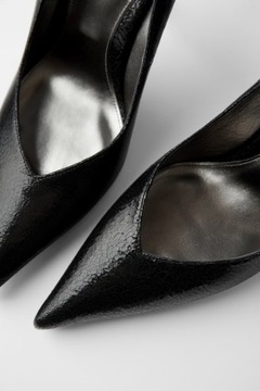 skórzane buty z metalizowanym wykończeniem Zara 39
