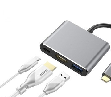 Адаптер HUB 3in1 USB-C HDMI 4K MacBook 13 15 AIR