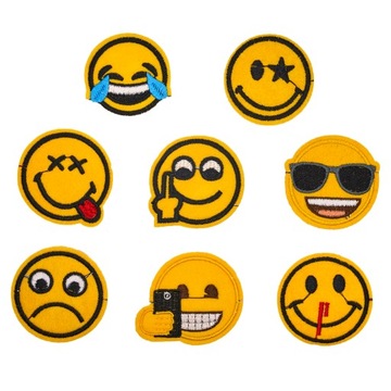 EMOTKI naprasowanki TERMO Emoji buźki ZESTAW 8 szt