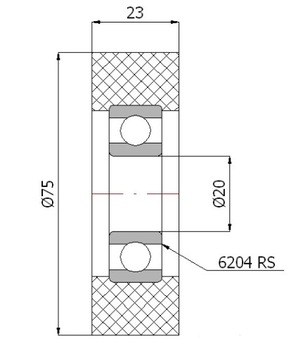 РОЛИК РОЛИК 75 мм ДАВЛЕНИЕ ДАВЛЕНИЕ РОЛИК ширина 23 мм