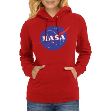 Bluza NASA damska kangurka z kapturem czerwona XL