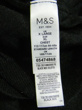 M&S grafitowy zapinany sweter R XL 50% merynos