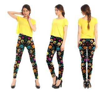 LEGGINSY NADRUK FULLPRINT KWIATY ŁOWICKIE PL