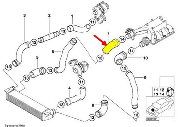 BMW 7 E38 740D M67 TRUBKA WAZ PŘÍVOD TURBO INTERCOOLER