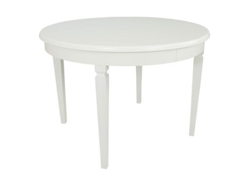 Stół drewniany rozkładany 110/210 cm okrągły biały