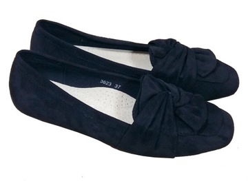 MOKASYNY DAMSKIE ZAMSZ SKÓRZANA WKŁADKA CZARNE 38