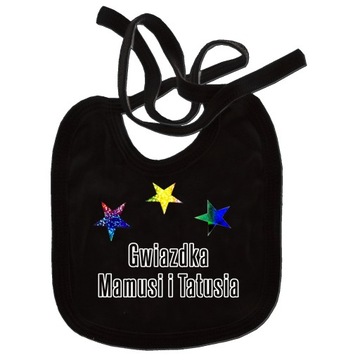 Śliniak czarny z nadrukiem śmieszne teksty mix