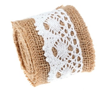 RZ160 TAŚMA WSTĄŻKA JUTOWA KORONKA 6cm JUTA 2m