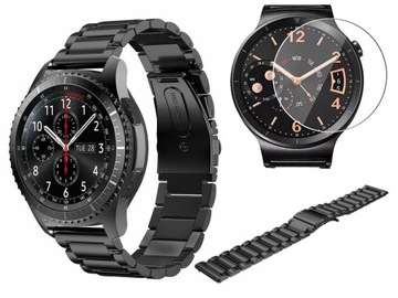 BRANSOLETA METAL CZARNA DO SAMSUNG GEAR S3 + SZKŁO
