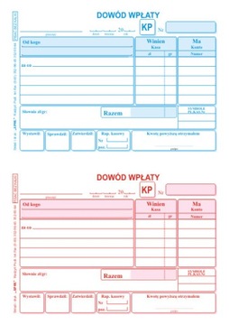 Druk KP Dowód Wpłaty A6 - bloczek samokopiujący
