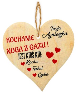 SERCE Zawieszka do AUTA TWOJE IMIĘ PREZENT WALENTY