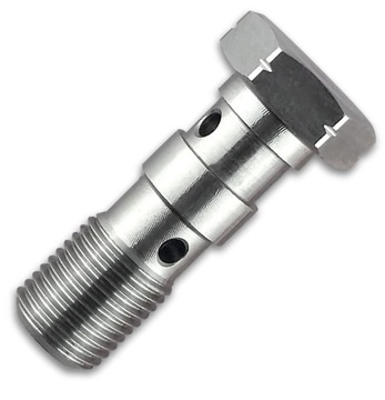 Śruba drożna do oczek Podwójna M10x1.25 nierdzewna INOX ( banjo drążona )
