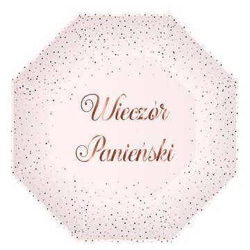 TALERZYKI WIECZÓR PANIEŃSKI RÓŻOWE NAPIS ROSE GOLD