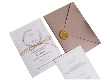 ZAPROSZENIA ŚLUBNE MONOGRAM ROŚLINNE RUSTYKALNE