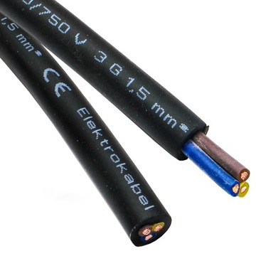 1m przewód kabel gumowy siłowy ONPD 3x1,5 750V