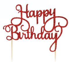 Topper PIKER Happy Birthday na tort czerwony