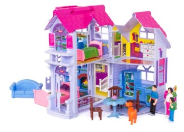 БОЛЬШОЙ РАСШИРЯЕМЫЙ КУКОЛЬНЫЙ ДОМИК КУКЛЫ СОБАКИ + МЕБЕЛЬ