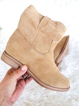 БЕЖЕВЫЕ ЗАМШЕВЫЕ БОТИНКИ НА ТЕПЛОЙ ТЕЛЕЖКЕ R40